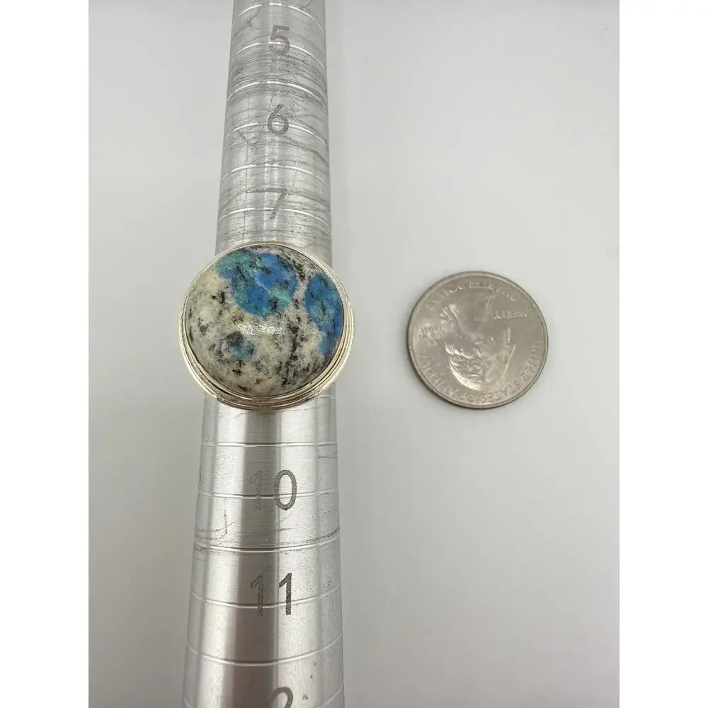 925 Sterling Silver K2 Jasper Azurite Granite Ring Size 9.5